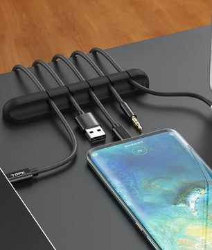 Silicone USB Cable Winder – Desktop Cable Organizer & Management Clips for Headphones, Chargers, and Office Wires - Tech Mart