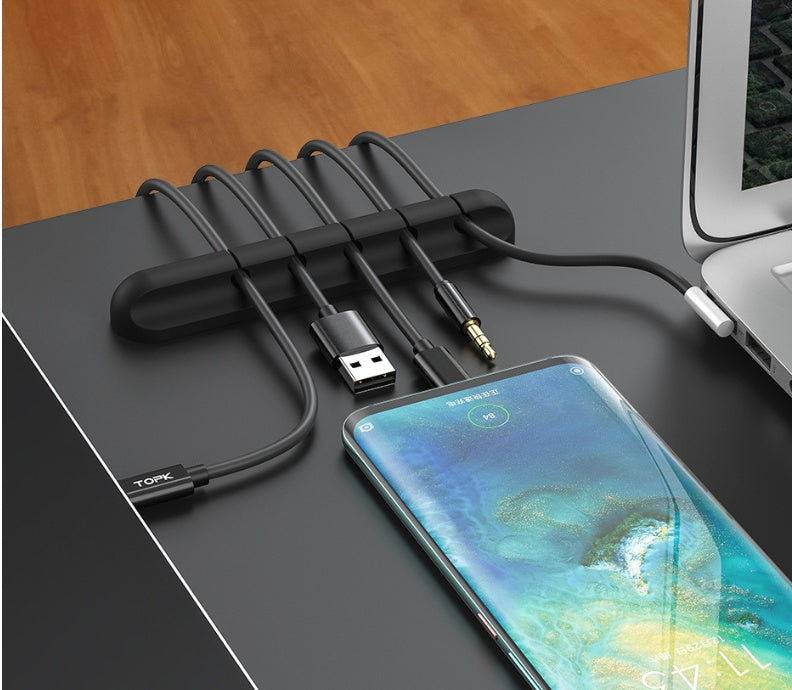Silicone USB Cable Winder – Desktop Cable Organizer & Management Clips for Headphones, Chargers, and Office Wires - Tech Mart