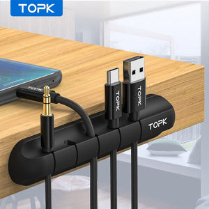 Silicone USB Cable Winder – Desktop Cable Organizer & Management Clips for Headphones, Chargers, and Office Wires - Tech Mart