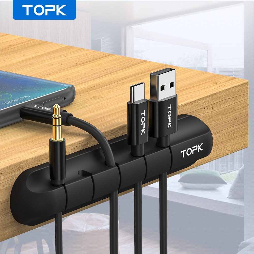 Silicone USB Cable Winder – Desktop Cable Organizer & Management Clips for Headphones, Chargers, and Office Wires - Tech Mart