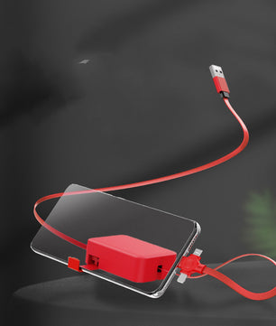 4-in-1 Retractable USB Charging Cable with Phone Stand – Macaron Design, Lightning, Type-C & Micro USB, Fast Charging Storage Box for iPhone & Android - Tech Mart