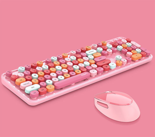 Wireless keyboard and mouse cute design - Tech Mart