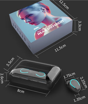 Multifunction Bluetooth Headset with Built-In Power Bank – Stereo Binaural Wireless Earbuds with Charging Case for Music, Calls & Phone Support - Tech Mart