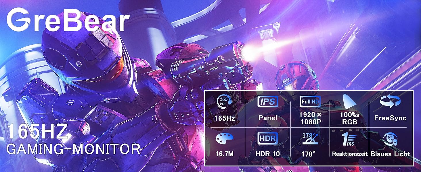 GreBear 165/144Hz Gaming Monitor 24 Inch - FHD 1080P IPS Screen 1ms (GTG) Home Office Monitor - Tech Mart