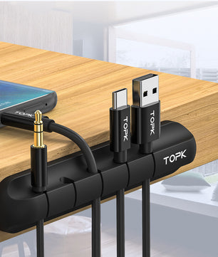 Silicone USB Cable Winder – Desktop Cable Organizer & Management Clips for Headphones, Chargers, and Office Wires - Tech Mart