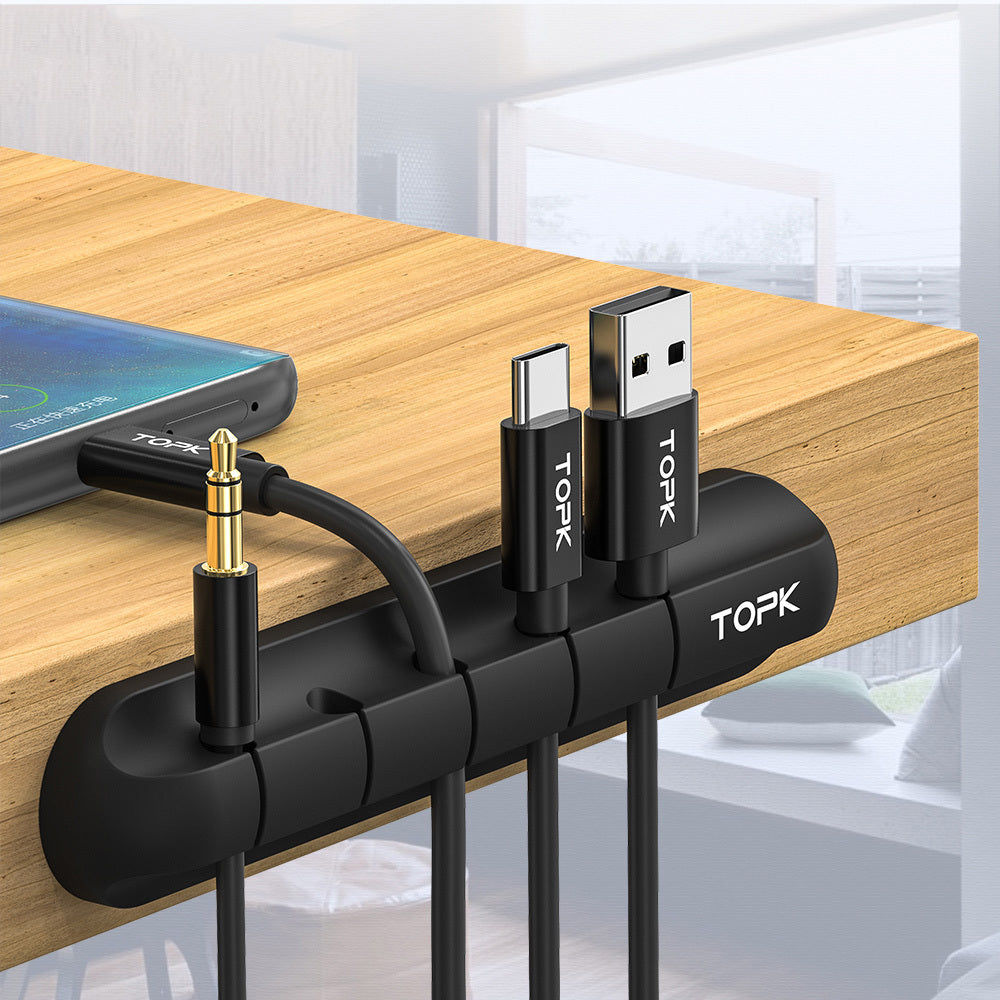 Silicone USB Cable Winder – Desktop Cable Organizer & Management Clips for Headphones, Chargers, and Office Wires - Tech Mart