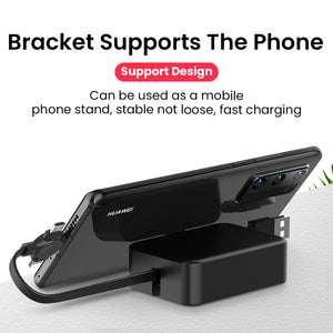 4-in-1 Retractable USB Charging Cable with Phone Stand – Macaron Design, Lightning, Type-C & Micro USB, Fast Charging Storage Box for iPhone & Android - Tech Mart