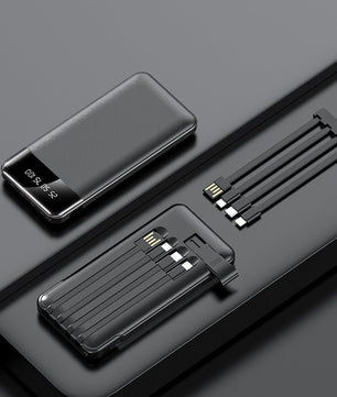 Set of black electronic components on a dark surface