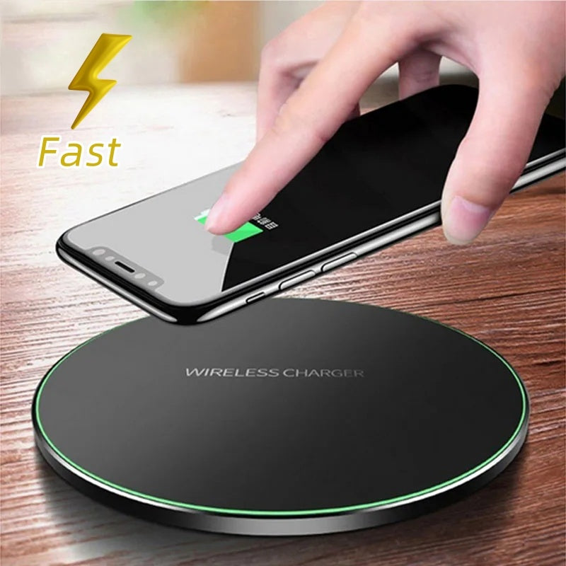 Fast Wireless Charger Pad for iPhone & Samsung – Slim Qi Charging Base with Copper Coil & USB Cable - Tech Mart