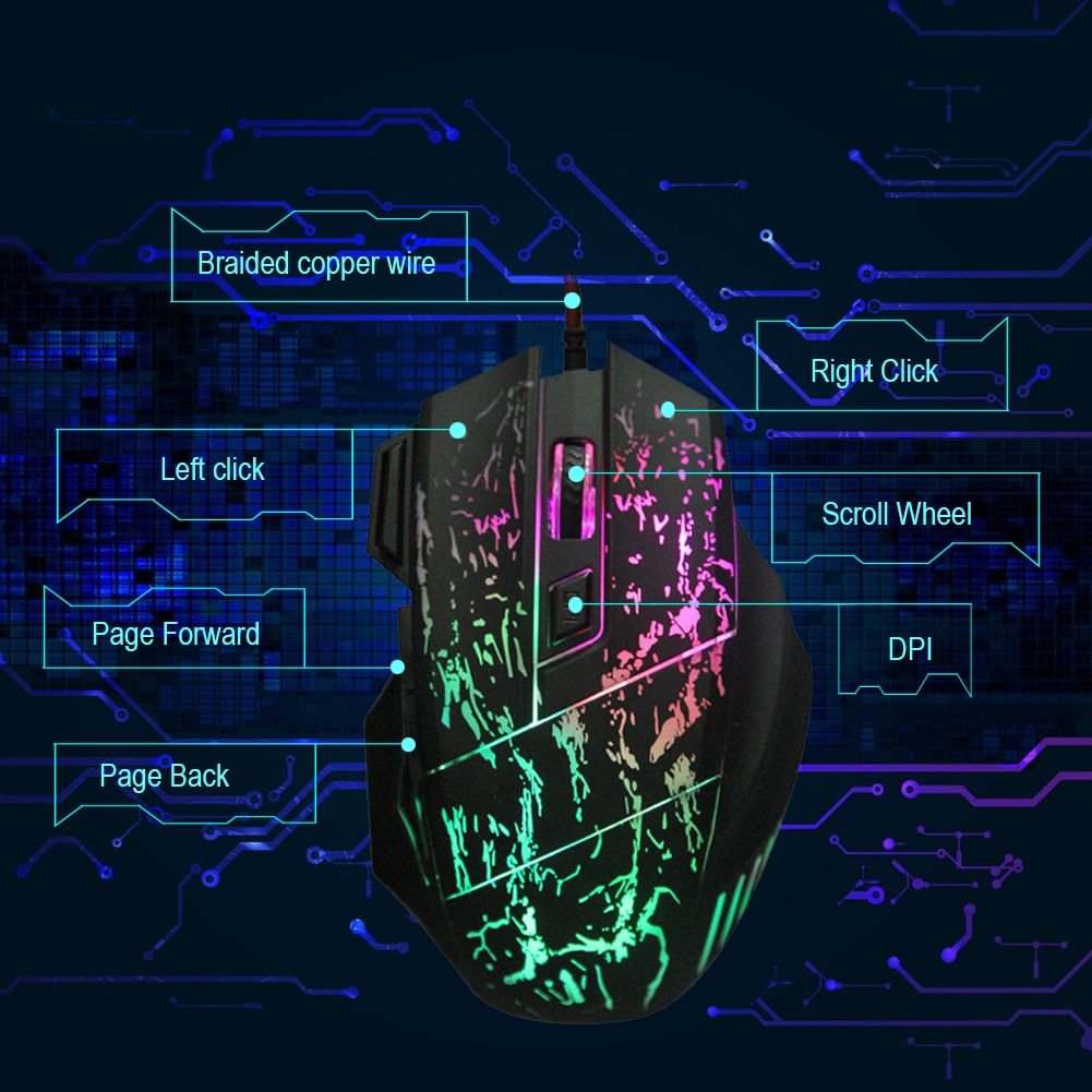 Wired Computer Gaming Mouse – Ultra-Thin Transparent RGB Design with 1200 DPI Precision for Office and Gaming - Tech Mart