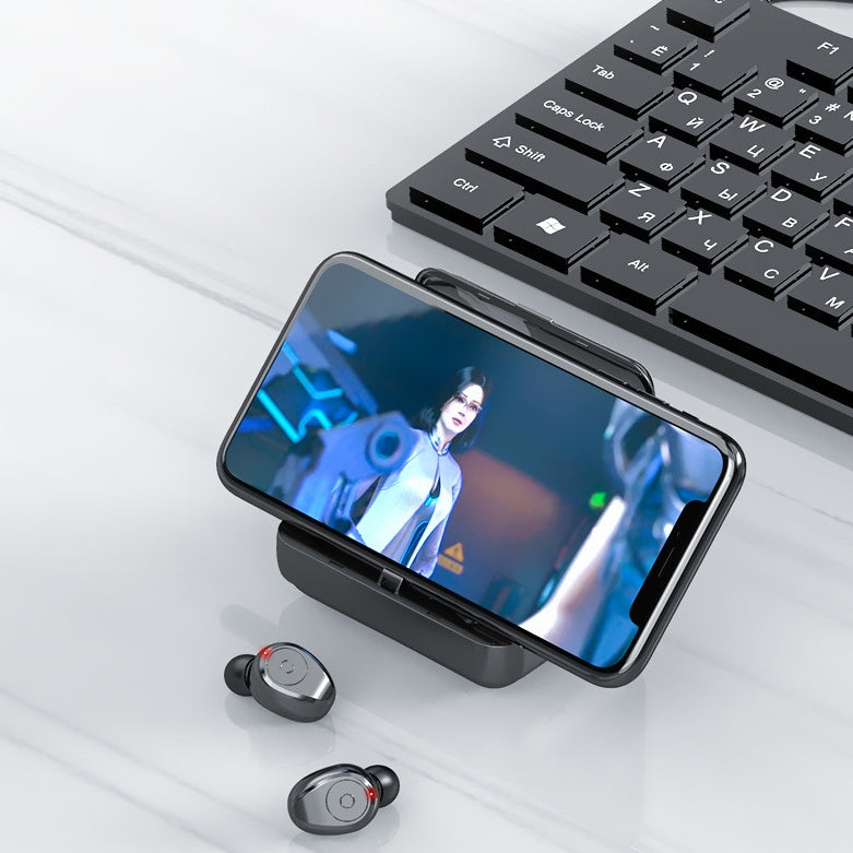Multifunction Bluetooth Headset with Built-In Power Bank – Stereo Binaural Wireless Earbuds with Charging Case for Music, Calls & Phone Support - Tech Mart