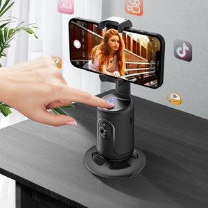 AI-Powered 360° Auto Face Tracking Phone Holder – Gesture Control, Tripod-Compatible, No App Needed, Smart Stabilizer for TikTok, Vlogs, and Live Streaming - Tech Mart