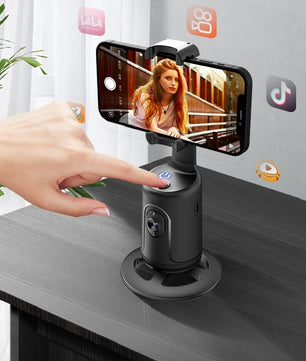 AI-Powered 360° Auto Face Tracking Phone Holder – Gesture Control, Tripod-Compatible, No App Needed, Smart Stabilizer for TikTok, Vlogs, and Live Streaming - Tech Mart