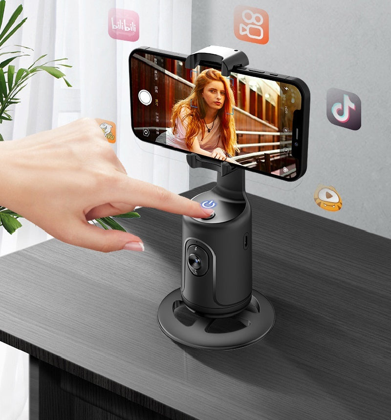 AI-Powered 360° Auto Face Tracking Phone Holder – Gesture Control, Tripod-Compatible, No App Needed, Smart Stabilizer for TikTok, Vlogs, and Live Streaming - Tech Mart