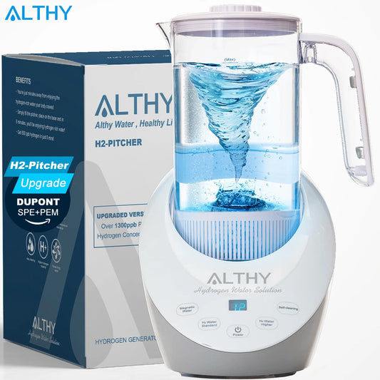 ALTHY H2 Hydrogen Water Pitcher – 1.6L Tabletop Hydrogen-Enriching Water Generator with Vortex Flow & Multi-Mode Operation