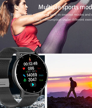 LIGE 2025 Ladies Full Touch Screen Smart Watch – Waterproof Fitness Tracker with Heart Rate, Sports Modes & Bluetooth for Android and iOS - Tech Mart