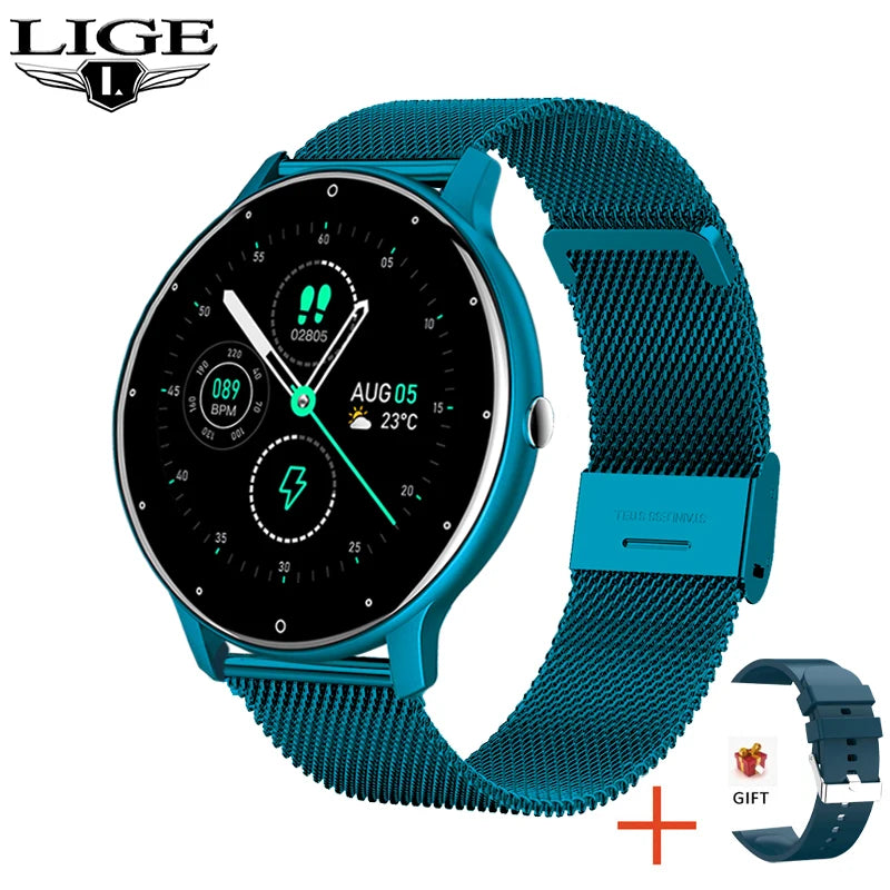 LIGE 2025 Ladies Full Touch Screen Smart Watch – Waterproof Fitness Tracker with Heart Rate, Sports Modes & Bluetooth for Android and iOS - Tech Mart