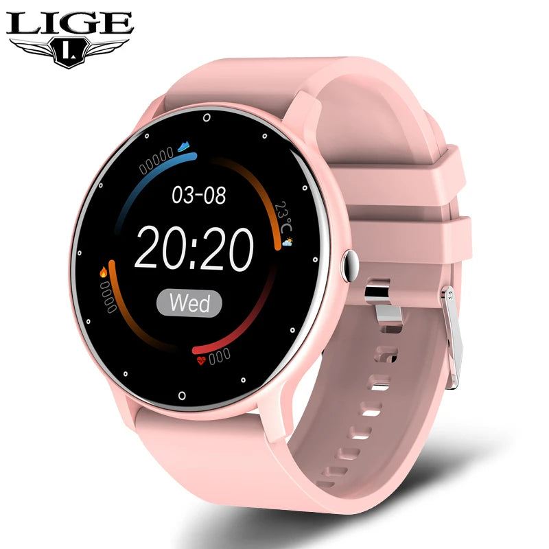 LIGE 2025 Ladies Full Touch Screen Smart Watch – Waterproof Fitness Tracker with Heart Rate, Sports Modes & Bluetooth for Android and iOS - Tech Mart