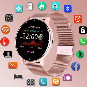 LIGE 2025 Ladies Full Touch Screen Smart Watch – Waterproof Fitness Tracker with Heart Rate, Sports Modes & Bluetooth for Android and iOS - Tech Mart