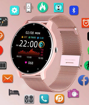 LIGE 2025 Ladies Full Touch Screen Smart Watch – Waterproof Fitness Tracker with Heart Rate, Sports Modes & Bluetooth for Android and iOS - Tech Mart