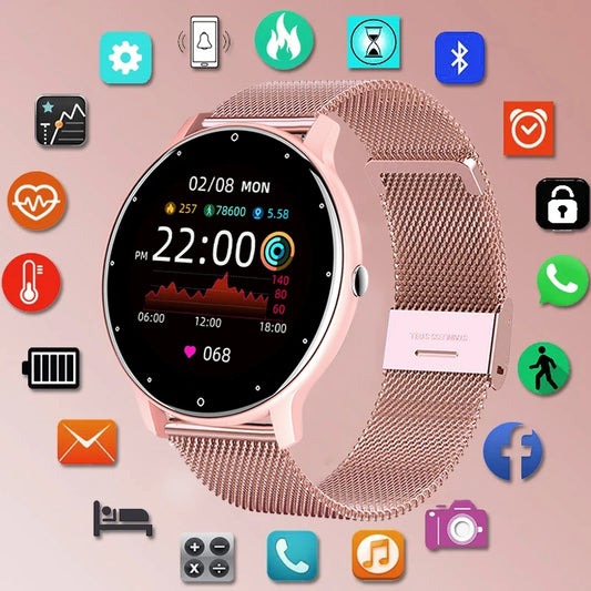 LIGE 2025 Ladies Full Touch Screen Smart Watch – Waterproof Fitness Tracker with Heart Rate, Sports Modes & Bluetooth for Android and iOS - Tech Mart