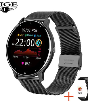 LIGE 2025 Ladies Full Touch Screen Smart Watch – Waterproof Fitness Tracker with Heart Rate, Sports Modes & Bluetooth for Android and iOS - Tech Mart
