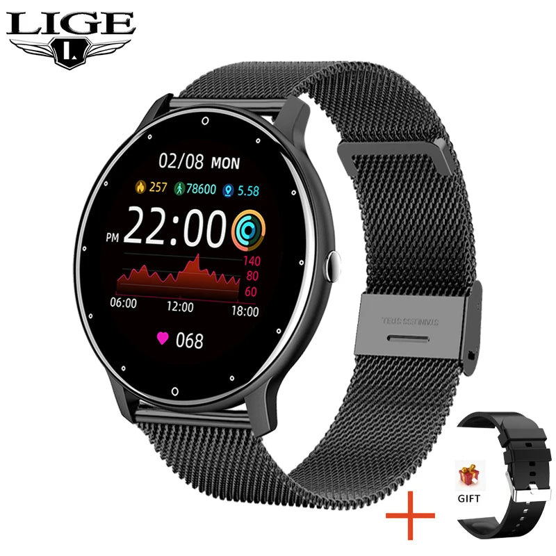 LIGE 2025 Ladies Full Touch Screen Smart Watch – Waterproof Fitness Tracker with Heart Rate, Sports Modes & Bluetooth for Android and iOS - Tech Mart