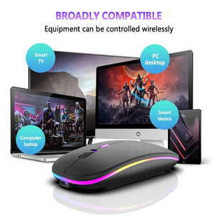 Wireless Mouse Bluetooth and 2.4GHz Dual Modes Rechargeable RGB Ergonomic Silent Click for PC iPad Laptop Cell Phone TV - Tech Mart