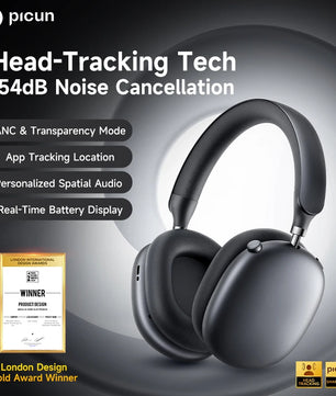 Picun F8S ANC Wireless Headphones with 3D Spatial Audio, Head Tracking & -54dB Hybrid Noise Cancellation – HiFi Bluetooth 6.0 Over-Ear Headset with ENC Mic, APP Control & 140-Hour Battery - Tech Mart