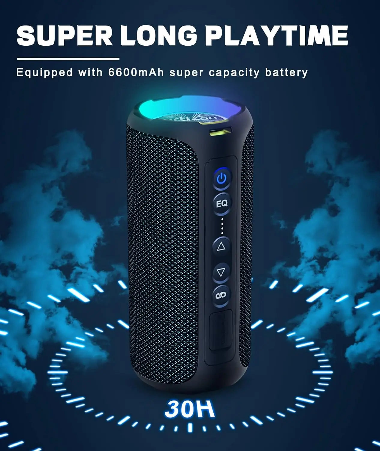 Ortizan Bluetooth Speakers 40W Enhanced Bass Portable Outdoor Wireless Speaker 30Hrs IP7 Waterproof Shower Speaker Bluetooth 5.3 - Tech Mart