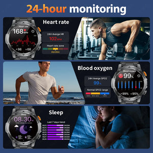 LIGE 2025 Smart Watch Men – Large 1000mAh Battery, Outdoor Flashlight, Bluetooth Call, Waterproof Sports & Fitness Smartwatch - Tech Mart