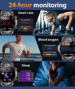 LIGE 2025 Smart Watch Men – Large 1000mAh Battery, Outdoor Flashlight, Bluetooth Call, Waterproof Sports & Fitness Smartwatch - Tech Mart
