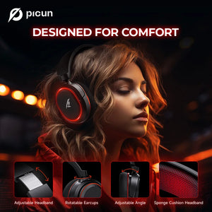 Picun G2 2.4GHz Wireless Gaming Headset with Bluetooth 5.3, 7.1 Surround Sound & Retractable ENC Mic – Compatible with PC, PS5, Switch & More - Tech Mart