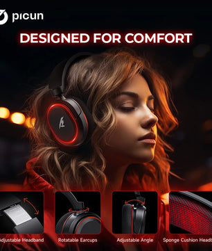 Picun G2 2.4GHz Wireless Gaming Headset with Bluetooth 5.3, 7.1 Surround Sound & Retractable ENC Mic – Compatible with PC, PS5, Switch & More - Tech Mart
