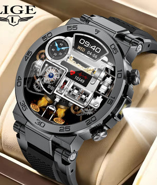 LIGE New Smart Watch for Men – Bluetooth Call, Outdoor Sports Bracelet with LED Flashlight & True Blood Oxygen Monitoring - Tech Mart