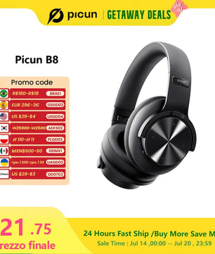 Picun B8 Wireless Bluetooth Headphones – 120H Playtime, 3EQ Modes, Low Latency, and Touch Control Over-Ear Headset - Tech Mart