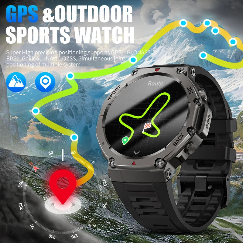 LIGE 2025 New GPS Smartwatch Men 5 ATM Waterproof Built-in Dual-band GNSS Compass Military Sport Bluetooth Call  Men Smart Watch - Tech Mart