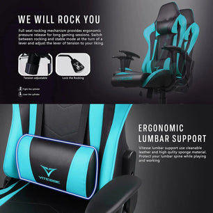 Gaming Chair for Ergonomic Desk Leather Chair with Lumbar Support and Headrest - Tech Mart