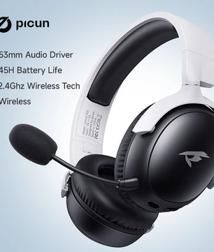 Picun G3 Wireless Gaming Headset with Mic – 65H Battery, 53mm Drivers, Bluetooth 5.4 + 2.4GHz, Over-Ear Gaming Headphones for PS5, PC, Switch, Mobile - Tech Mart