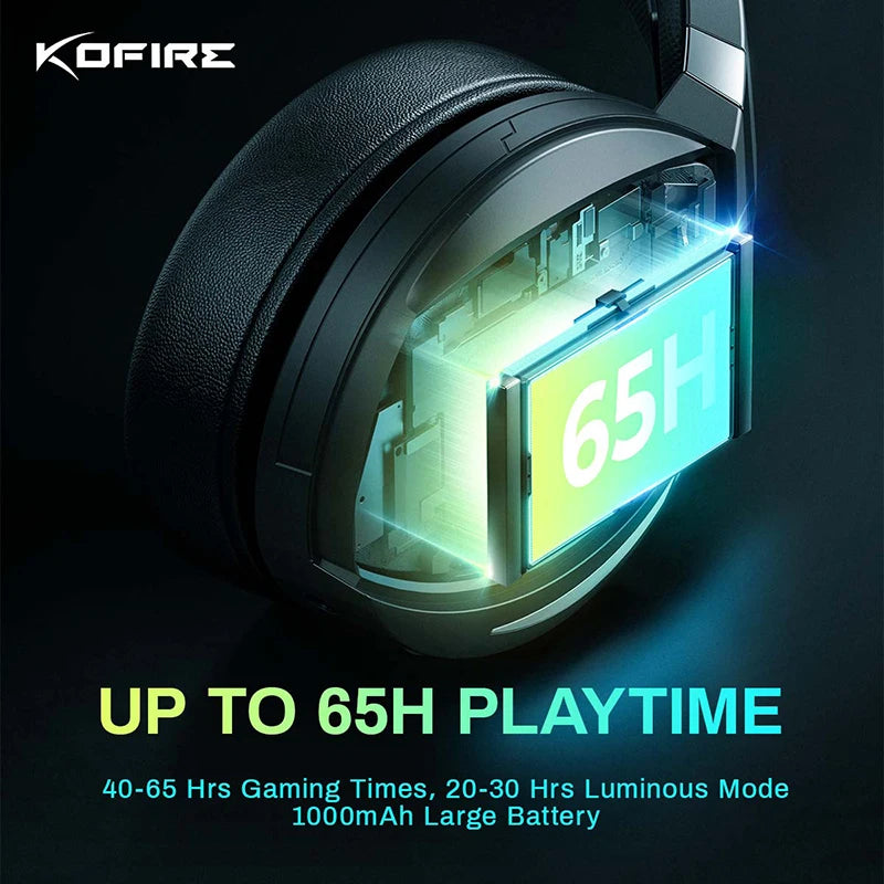 KOFIRE UG-06 Low Latency 2.4GHz & Bluetooth Wireless Gaming Headset with RGB Lighting and Detachable Mic – Compatible with PC, PS5, Switch - Tech Mart