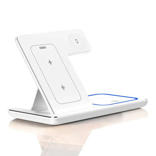 30W 3 in 1 LED Fast Wireless Charger Stand Foldable Charging Station For iPhone and Airpods Pro - Tech Mart