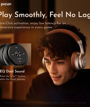 Picun P28X Wireless Bluetooth 5.3 Over-Ear Headphones with Dual Drive Bass, 35H Playtime, and Noise Reduction Technology - Tech Mart