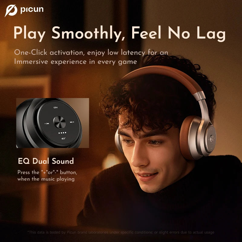 Picun P28X Wireless Bluetooth 5.3 Over-Ear Headphones with Dual Drive Bass, 35H Playtime, and Noise Reduction Technology - Tech Mart