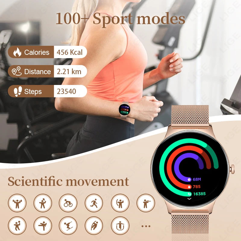 LIGE New 1.43" Bluetooth Call Smartwatch Women Men 466*466   AMOLED Full touch Screen Women Smartwatches Ladies ﻿For Android ios - Tech Mart