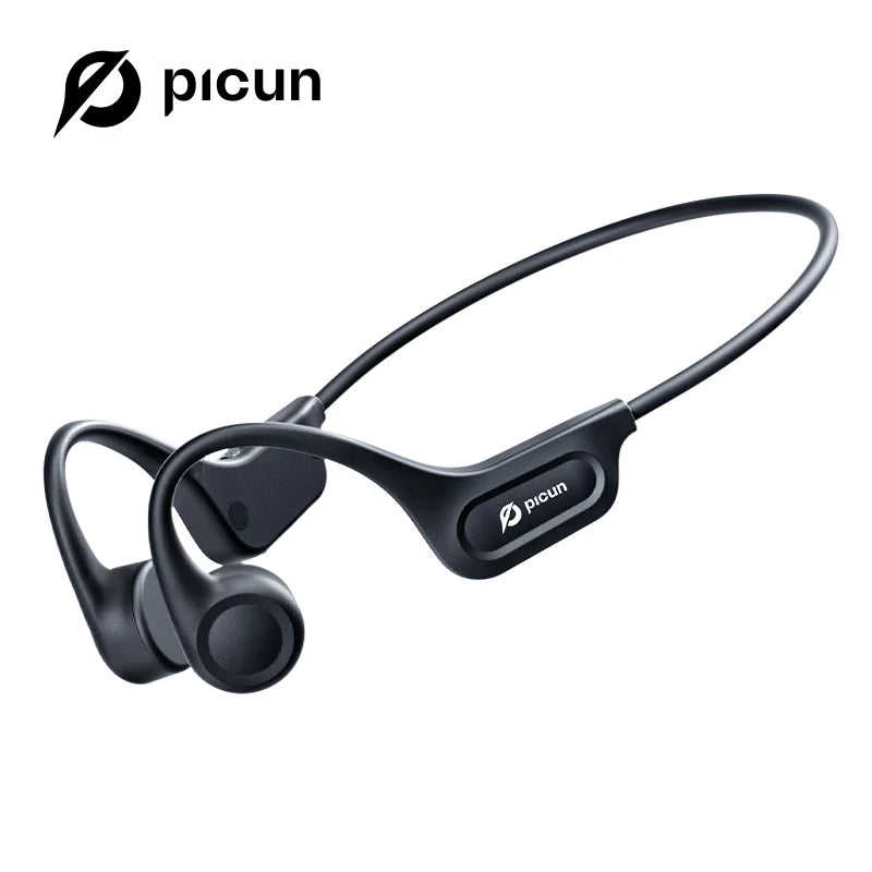 Picun T1 Bluetooth Bone Conduction Wireless Headphones – IPX7 Waterproof Sport Earhook Headset with 3D Panoramic Sound and Noise Cancelling Mic - Tech Mart