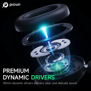 Picun F6 Active Noise Cancelling Bluetooth Headset – Hi-Res, Head Tracking, 3D Audio, APP Control, Low Latency, Long Battery Life - Tech Mart