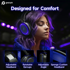 Picun G2 Wireless Gaming Headset Bluetooth 5.3 2.4G 7.1 Surround Sound ENC Mic Low Latency for PC PS5 Switch Mobile - Tech Mart