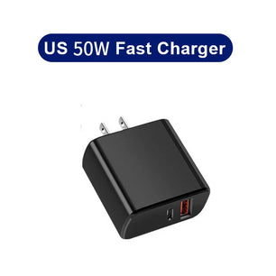 Original USB Type C Charger 50W PD Fast Charging Adapter for Samsung S23 Ultra Huawei iPhone Phone Charger Quick Charge 3.0 Plug
