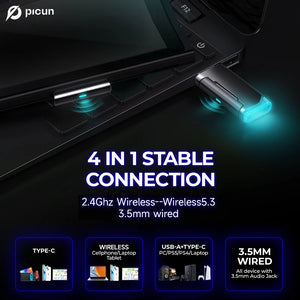 Picun G2 Wireless Gaming Headset Bluetooth 5.3 2.4G 7.1 Surround Sound ENC Mic Low Latency for PC PS5 Switch Mobile - Tech Mart