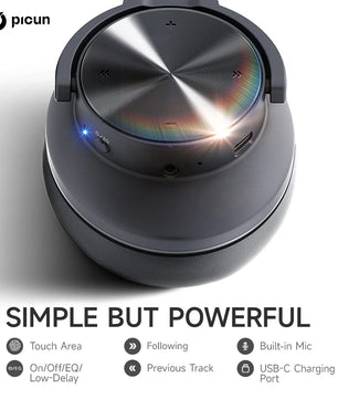 Picun B8 Wireless Bluetooth Headphones – 120H Playtime, 3EQ Modes, Low Latency, and Touch Control Over-Ear Headset - Tech Mart